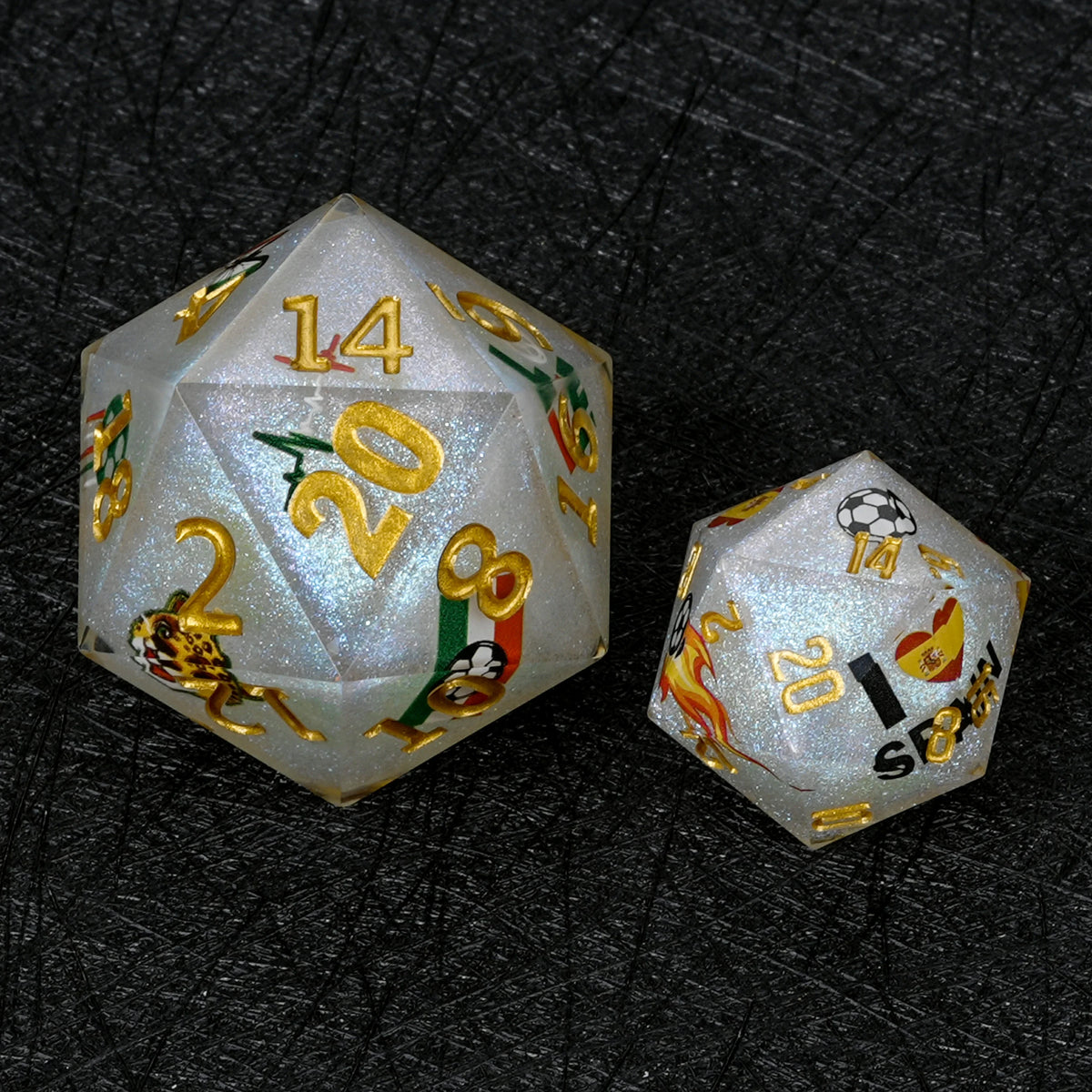 World Cup Resin D20 Dice – Glitter – Mexico Soccer – alternate product view