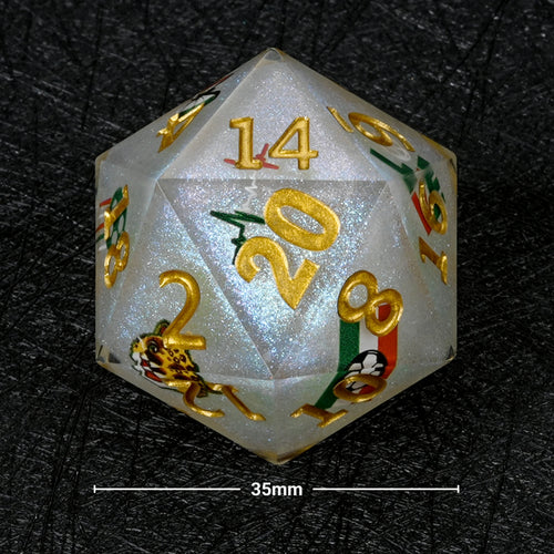 World Cup Resin D20 Dice – Glitter – Mexico Soccer