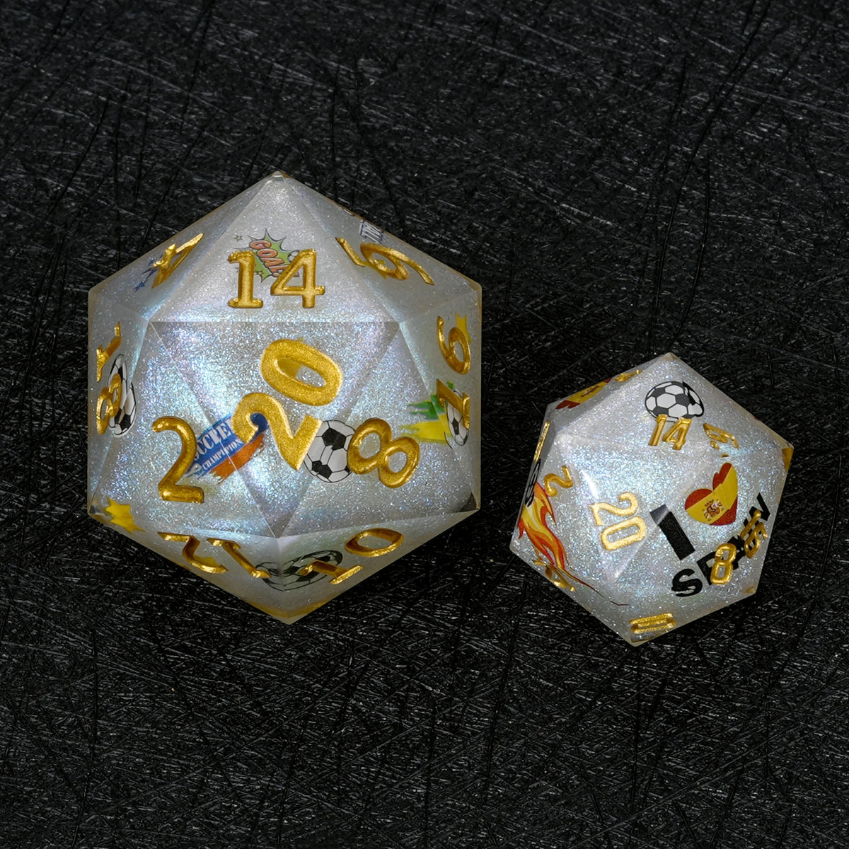 World Cup Resin D20 Dice – Glitter – Soccer Giant – alternate product view