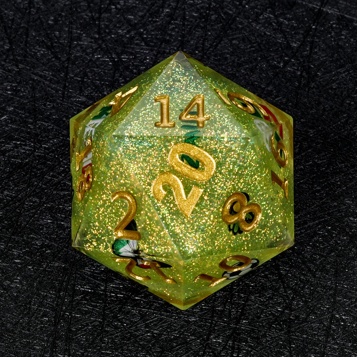 World Cup Resin D20 Dice – Glitter – Soccer Large – alternate product view