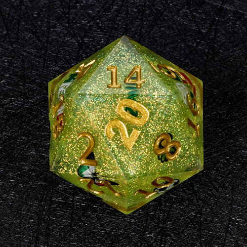 World Cup Resin D20 Dice – Glitter – Soccer Large – alternate product view