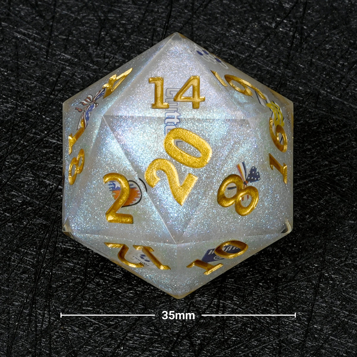 World Cup Resin D20 Dice – Glitter – Soccer Large – 35mm USA 1