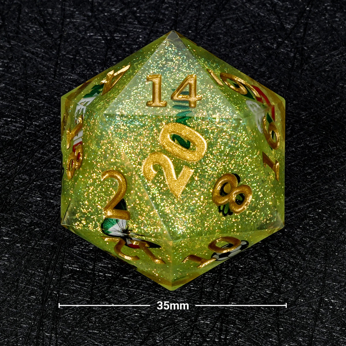 World Cup Resin D20 Dice – Glitter – Soccer Large
