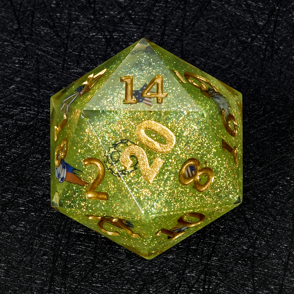 World Cup Resin D20 Dice – Glitter – USA Soccer – alternate product view