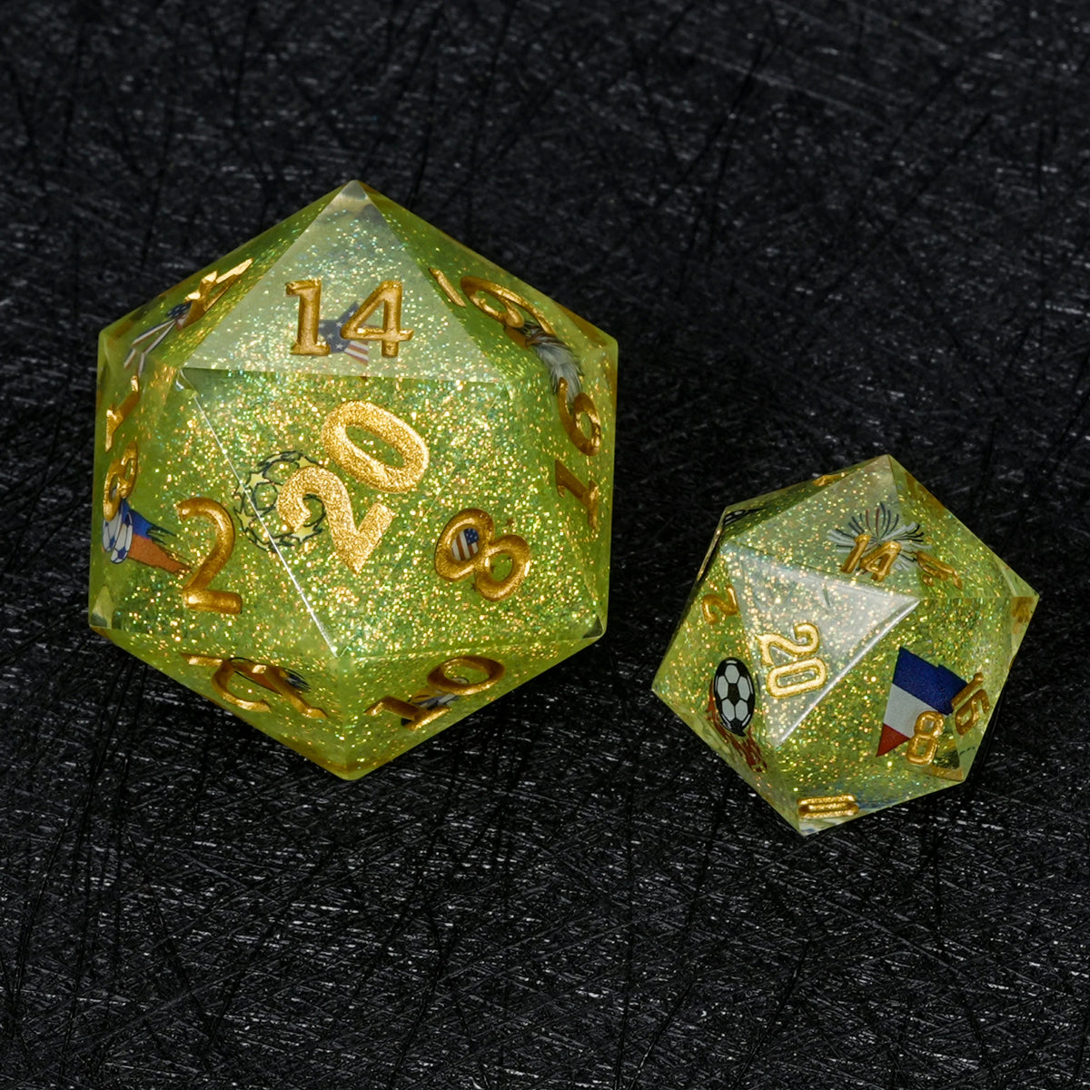 World Cup Resin D20 Dice – Glitter – USA Soccer – alternate product view