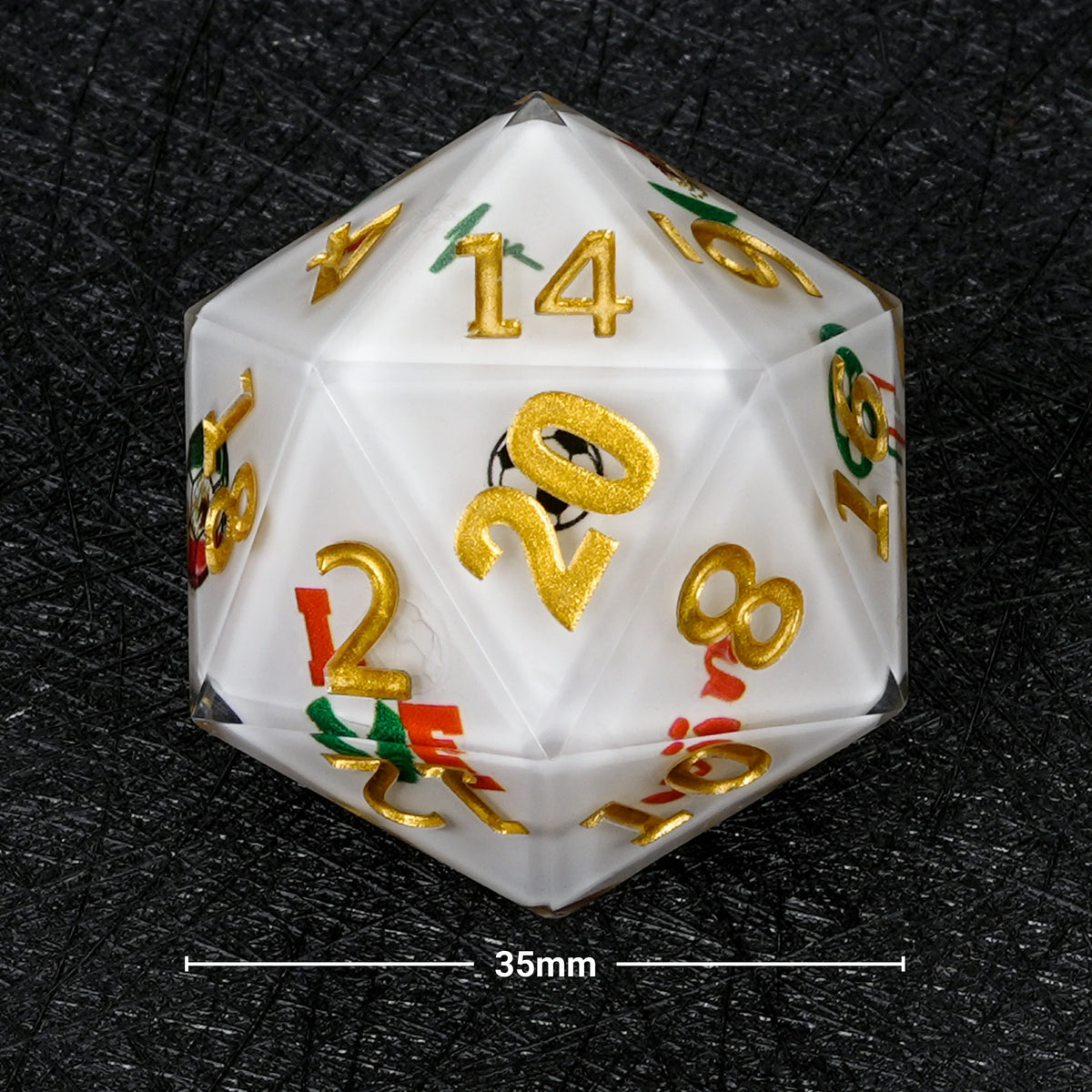 World Cup Resin D20 Dice – Soccer Large