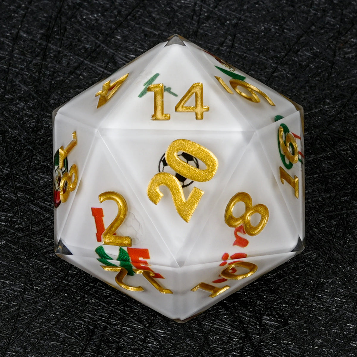 World Cup Resin D20 Dice – Soccer Large – alternate product view