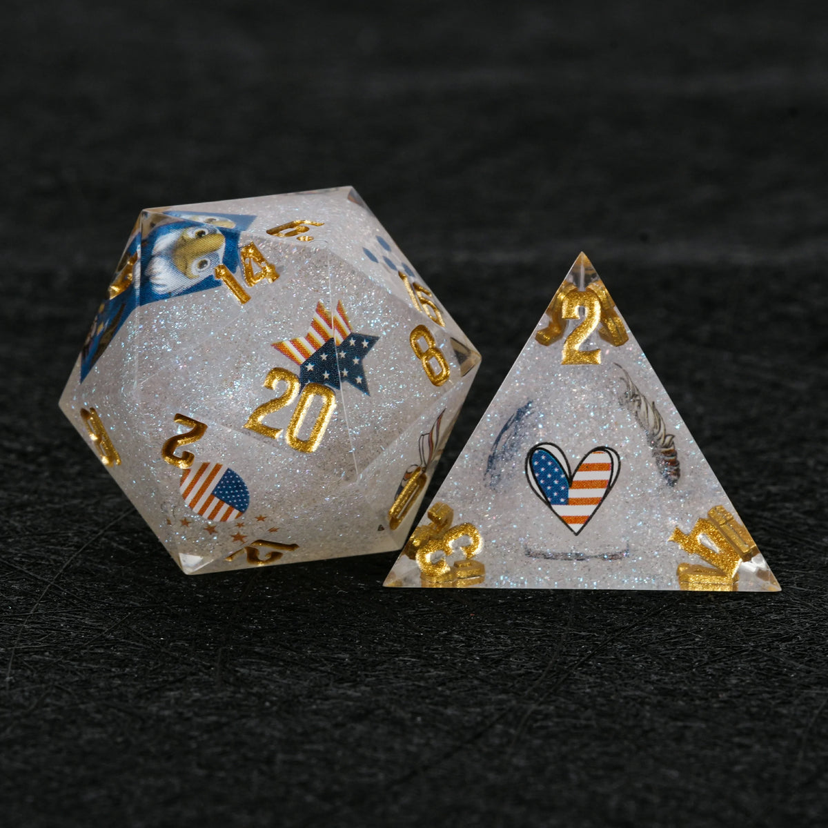 World Cup Resin DND Dice Set – Glitter – USA Soccer – alternate product view