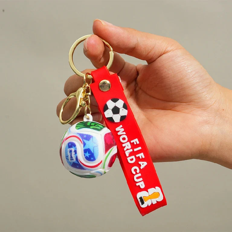 World Cup Soccer Keychain – Fan Souvenir – 2026 World Cup Soccer Pendant Keychain – Red Leather Cord