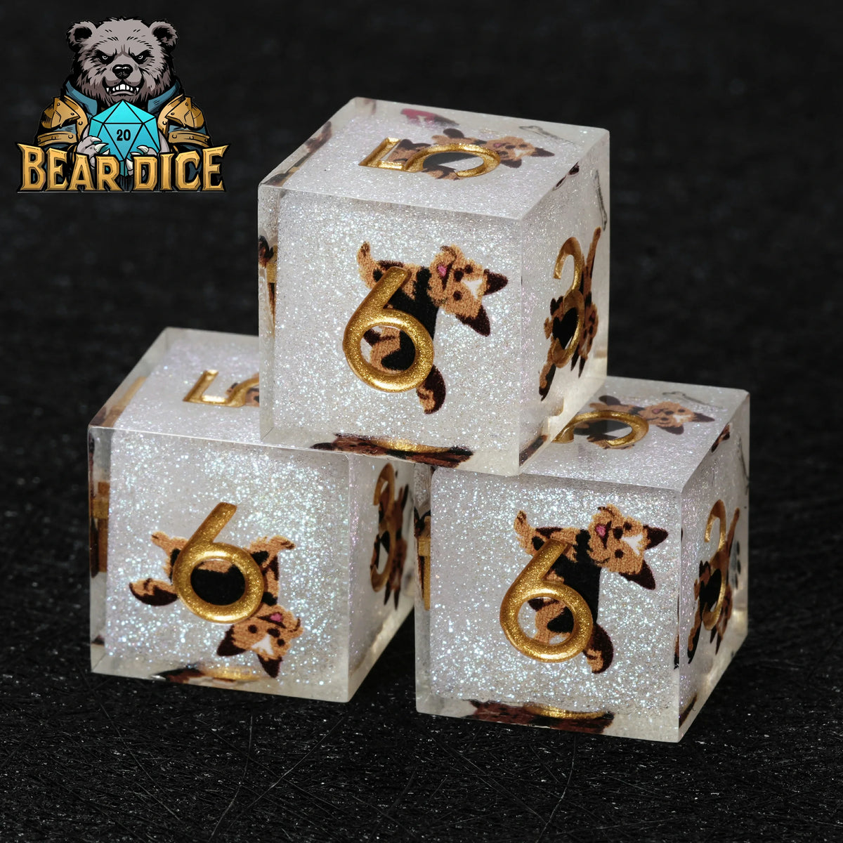 Yorkie Glitter Resin D6 Dice – alternate product view