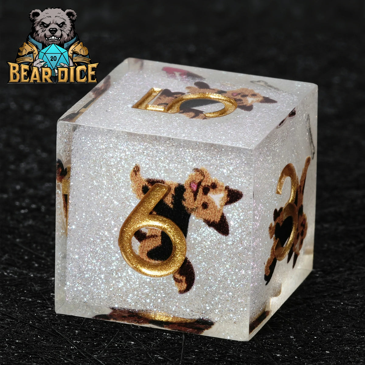 Yorkie Glitter Resin D6 Dice – alternate product view