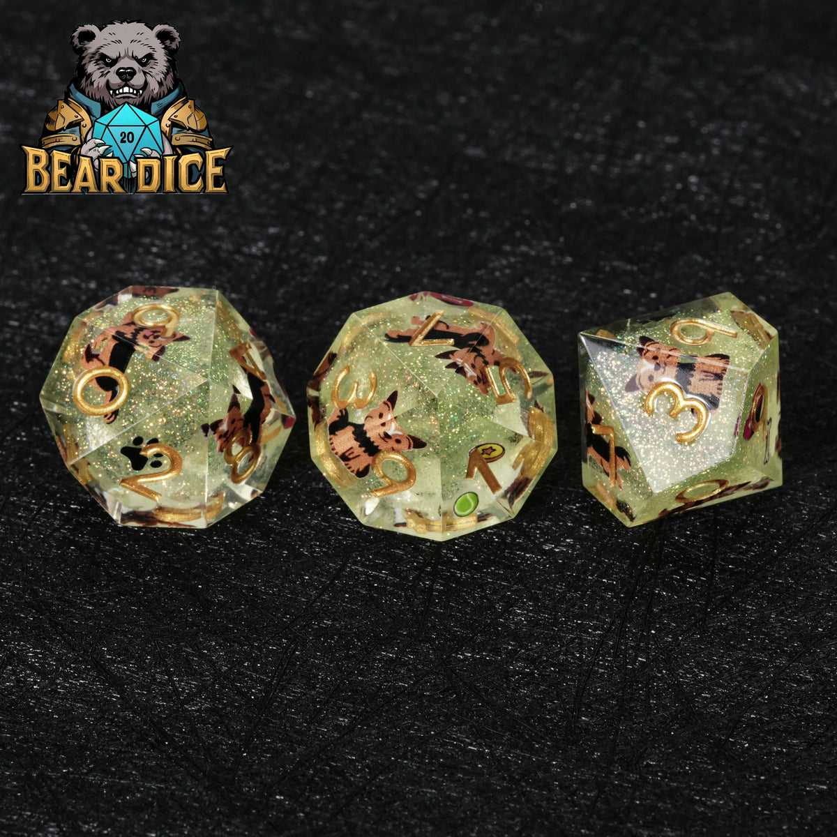 Yorkshire Terrier Resin D10 Dice Set – Glitter – alternate product view