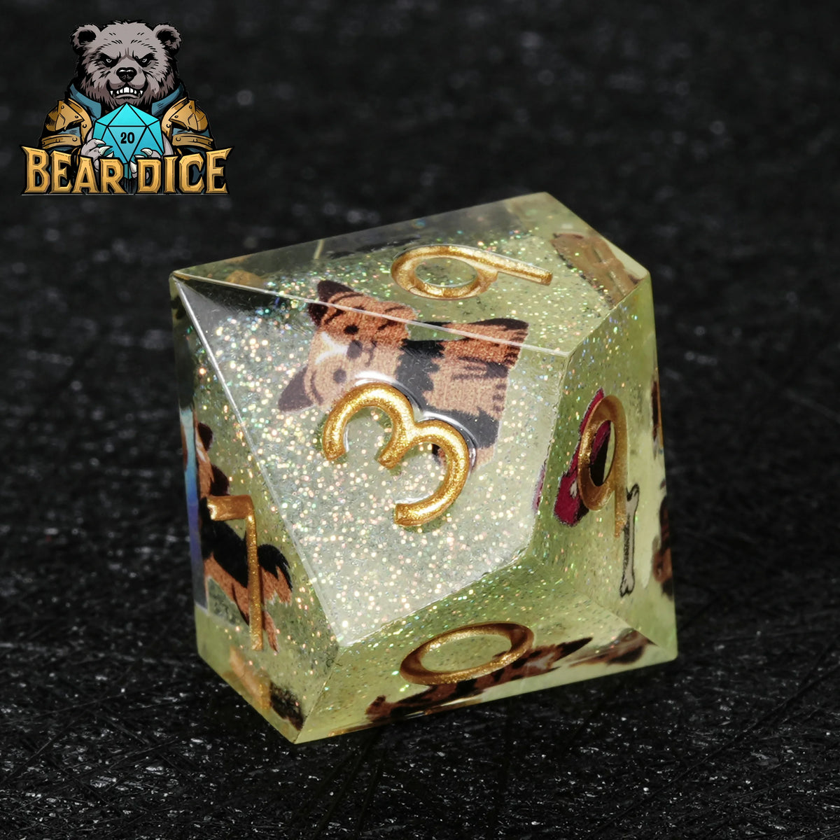 Yorkshire Terrier Resin D10 Dice Set – Glitter – alternate product view