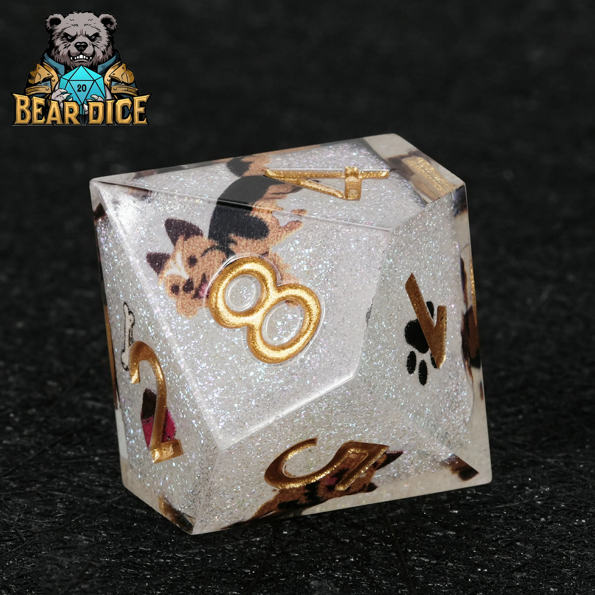 Yorkshire Terrier Resin D10 Dice Set – Glitter – Personalized Design 1 – alternate product view