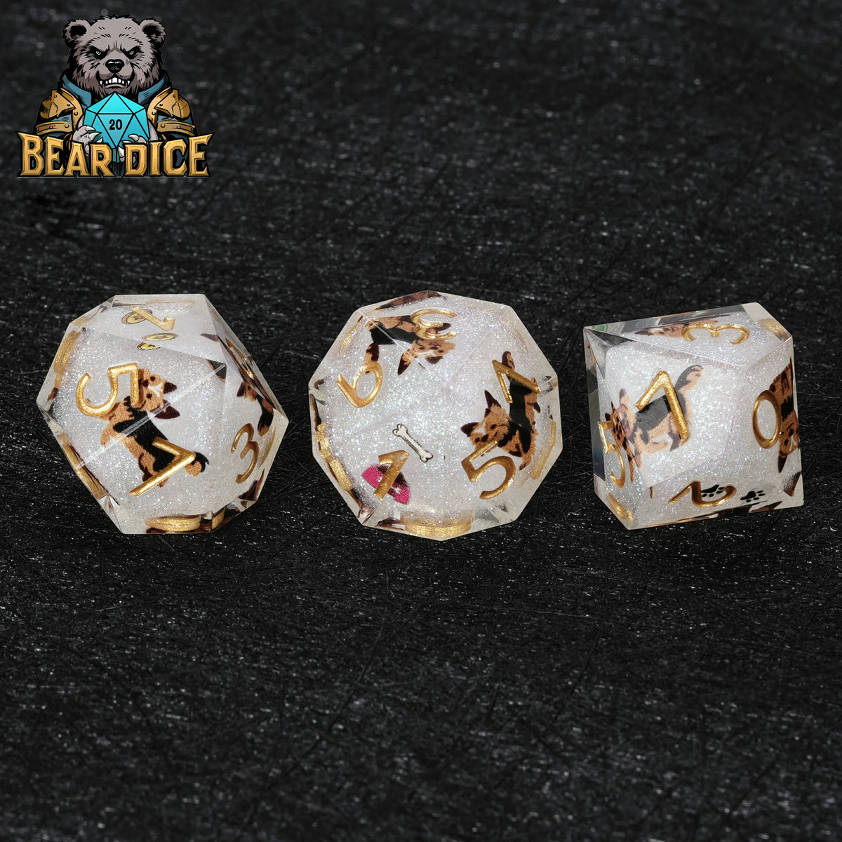 Yorkshire Terrier Resin D10 Dice Set – Glitter – Personalized Design 1 – alternate product view