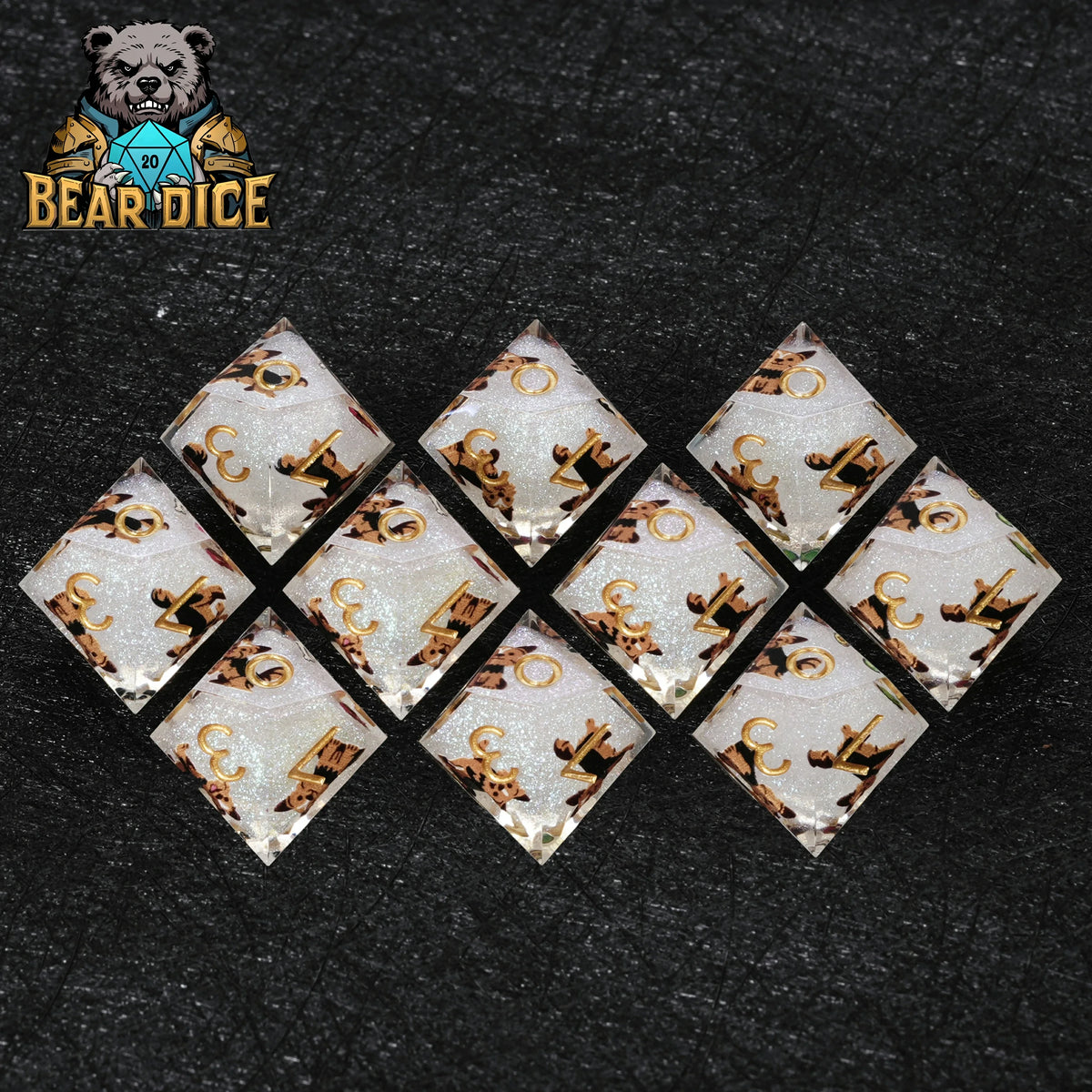 Yorkshire Terrier Resin D10 Dice Set – Glitter – Personalized Design 1