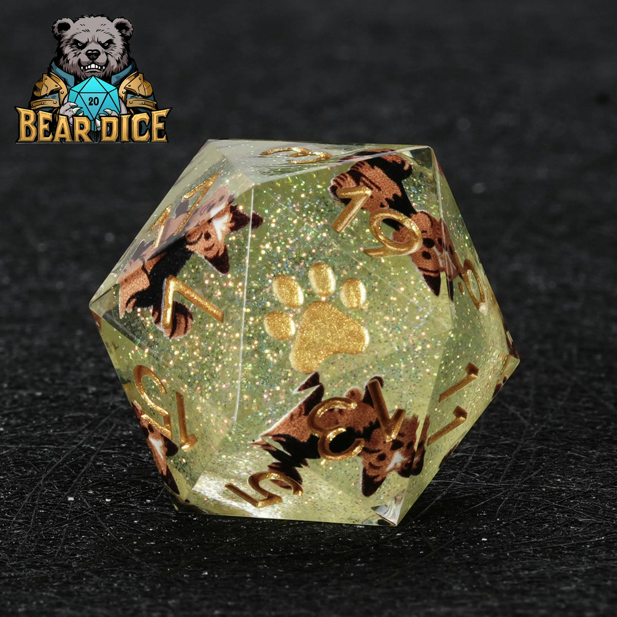 Yorkshire Terrier Resin D20 Dice Set – Glitter – alternate product view