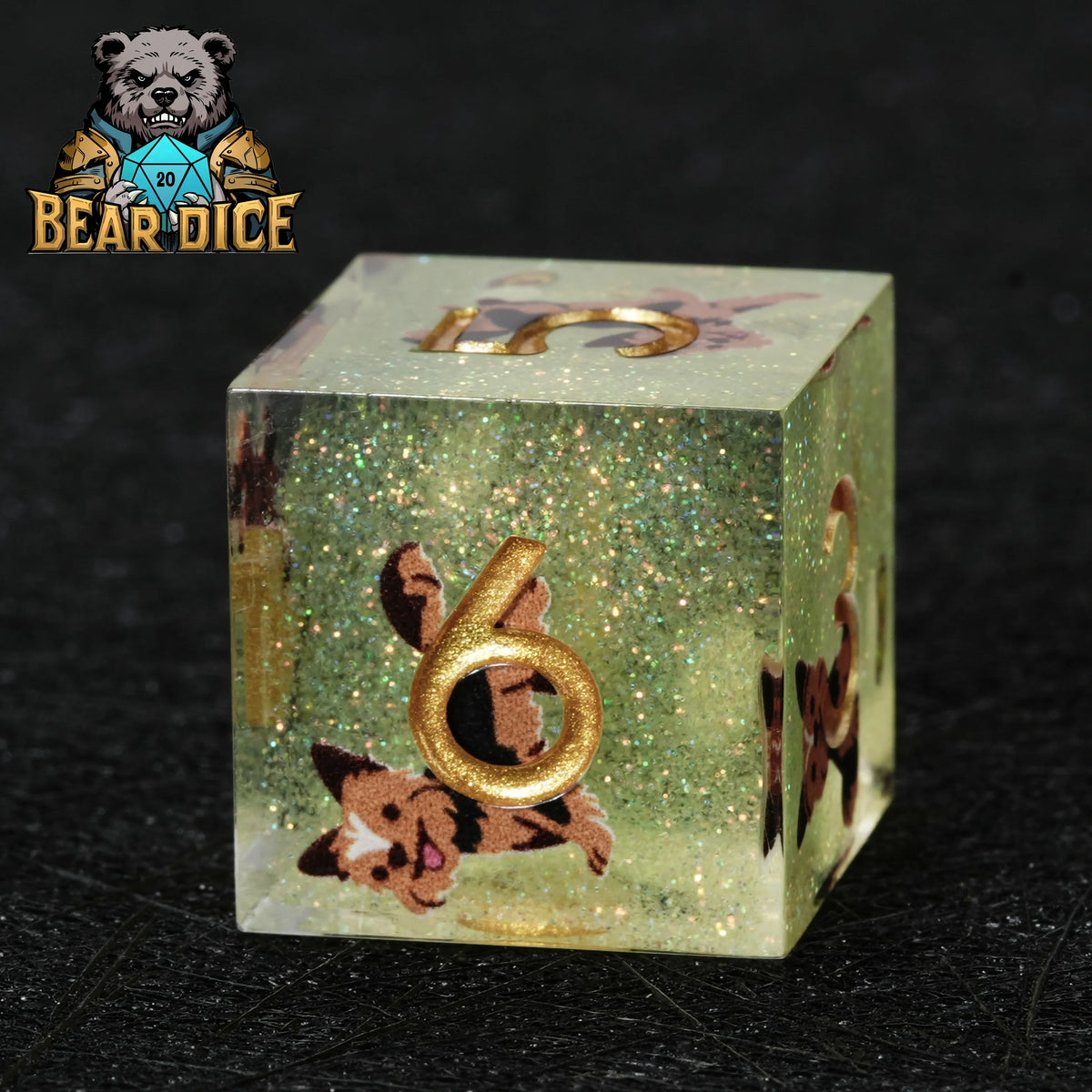 Yorkshire Terrier Resin D6 Dice – Glitter – alternate product view