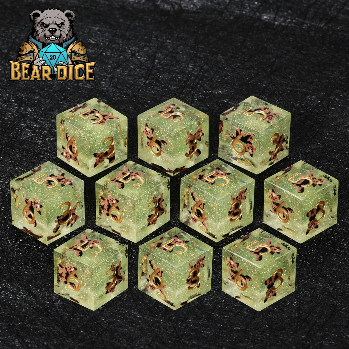 Yorkshire Terrier Resin D6 Dice – Glitter – alternate product view